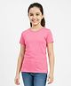 Charm n Cherish Cotton Blend Knit Half Sleeves Solid Tee - Pink