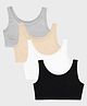 Charm n Cherish Cotton Blend Knit Pack Of 4 Solid Removable Padded Sports Bra - White Black Nude & Grey