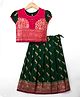 Bhartiya Paridhan Silk Woven Half Puffed Sleeves Choli Lehenga Set with Embroidery - Green