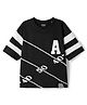 Primo Gino 100% Cotton Knit Half Sleeves Oversized Drop Shoulder T-Shirt With Text Print - Black