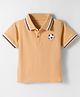Kookie Kids Cotton Knit Half Sleeves Polo T-Shirt With Football Print - Cream