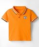 Kookie Kids Cotton Knit Half Sleeves Polo T-Shirt with Ball Graphic & Tipping - Orange