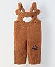 Spunkies Cotton Knit Sleeveless Bear Detailed Dungaree - Brown