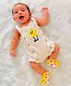 Spunkies Cotton Knit Sleeveless Star Embroidered Romper - Offwhite