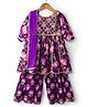 Teentaare Cotton Woven Three Forth Sleeves Floral Printed Kurta Gharara Set With Dupatta - Purple