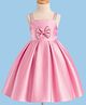 Bluebell Satin Woven Sleeveless Party Frock With Bow Applique & Rhinestone Detailing - Pink