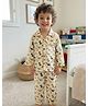 Tittertots Cotton Woven Full Sleeves Dinosaurs Printed Coordinating Night Suit Set - White