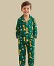 Tittertots Cotton Woven Full Sleeves Giraffe Printed Coordinating Night Suit Set - Green