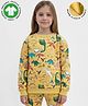 Anthrilo Fleece Knit Full Sleeves Dinosaurs Printed Light Winter Sweatshirt - Yellow