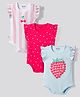 Bonfino 100% Cotton Knit Frill Sleeves Onesies with Heart Print Pack of 3 - Multicolor