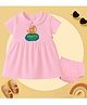 The Peppy Tend 100% Cotton Knit Family Theme Half Sleeves Daddys Mini Me Text Printed Dress With Bloomer -Pink