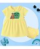 The Peppy Tend 100% Cotton Knit Family Theme Half Sleeves You Are The Best Dad Text Printed Dress With Bloomer - Yellow