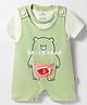 Child World Interlock Knit Half Dungaree Style Inner Tee & Romper with Polar Bear Print - Olive Green