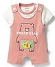 Child World Interlock Knit Half Dungaree Style Inner Tee & Romper with Polar Bear Print - Pink