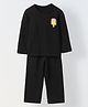 Spunkies Cotton Rib Knit Full Sleeves Ice Cream Patch Detailed Winter Sweatshirt & Trouser Set - Black