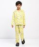 Spunkies Rayon Woven Full Sleeves Unicorn Printed Night Suit Set - Yellow