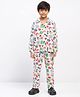 Spunkies Rayon Woven Full Sleeves Tropical Theme Printed Coordinating Night Suit Set - White