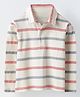 Spunkies Cotton Knit Full Sleeves Striped Polo Tee - White