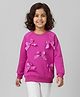 Spunkies Fleece Knit Full Sleeves Bow Applique Detailed Light Winter Sweatshirt - Pink