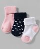 Cute Walk by Babyhug Non Terry Knit Ankle Length Anti Bacterial Socks With Polka Dot Design Pack Of 3 - Pink White & Black