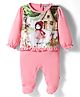 Wonderchild Full Sleeves Red Riding Hood Theme Printed Sleepsuit - White & New Pink