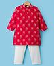Teentaare Cotton Woven Full Sleeves Floral Printed Kurta Pyjama Set - Red