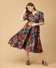 The Mom Store Cotton Woven Half Sleeves Floral Printed Maternity Nursing Wrap Dress - Multi Colour