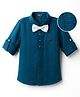 Robo Fry Cotton Woven Full Sleeves Solid Party Shirt With Bow - Blue