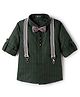 Robo Fry Full Sleeves Solid Color Party Shirt with Bow & Suspender - Green