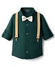 Robo Fry Cotton Woven Full Sleeves Solid Party Shirt With Bow & Suspender - Dark Green