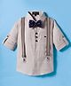 Robo Fry Cotton Woven Full Sleeves Solid Color Party Shirt with Bow & Suspender - Cream