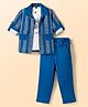 Robo Fry Cotton Woven Full Sleeves Striped Party Shirt & Pant Set with Tee - Royal Blue