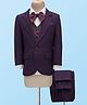 Robo Fry Cotton Woven Full Sleeves Solid Color 4 Piece Party Suit with Bow - Maroon