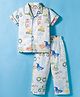 Enfance Core Full Sleeves Construction Vehicles Printed Coordinating Night Suit Set - Blue