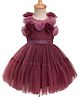 Enfance Sleeveless  Glitter Embellished Floral Applique Detailed Knee Length Dress - Wine