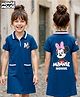 Pine Kids Disney Single Jersey Knit Half Sleeves Dress with Front & Back Minnie Mouse Graphics - Blue