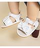 Neska Moda Anti Slip Bow Applique Detailed Velcro Closure Sandals - White