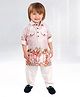 BAD BOYS Cotton Lurex Woven Full Sleeves Trees Printed Kurta Pyjama Set - Peach