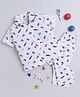 The Magic Wand Cotton Woven Half Sleeves Movie Time Printed Coordinating Night Suit Set - White