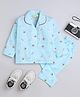 The Magic Wand Cotton Woven Half Sleeves Aeroplane Printed Coordinating Night Suit Set - Blue