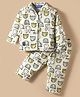 Enfance Core Full Sleeves Bunny & Bear Printed Coordinating Night Suit Set - Green