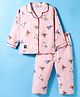 Enfance Core Full Sleeves Animals In Vehicles Printed Coordinating Night Suit Set - Pink