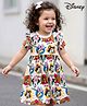 Babyhug Disney Single Jersey Knit Half Sleeves Frock With Minnie Mouse & Friends Print - White