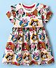 Babyhug Disney Single Jersey Knit Half Sleeves Frock With Minnie Mouse & Friends Print - White