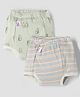 Ben Benny Interlock Knit Mid Thigh Striped & Avocado Printed Trainers Padded Pants Pack of 2 - White & Light Green