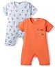 Ben Benny Interlock Knit Half Sleeves I Love My Mom & Dad Printed Rompers Pack Of 2 - Orange & Light Blue