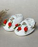 Funkrafts Pearl Embellished Floral Applique Detailed Booties - White & Red