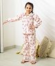 Fairies Forever Cotton Woven Full Sleeves Floral Printed Coordinating Night Suit Set - Peach