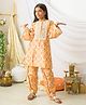 Fairies Forever Cotton Woven Full Sleeves Abstract Printed Mirror Work Embellished Kurti & Salwar Set - Yellow