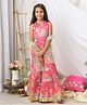 Fairies Forever Silk Woven Sleeveless Floral Printed Kurti & Sharara With Dupatta Set - Dark Pink